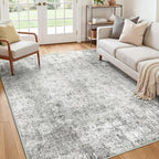RELEANY Washable 6'x9' Abstract Area Rug for Living Room Gray White - Image 4