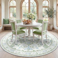 RELEANY Washable Area Rug, Round 7ft, Green/White/Blue by RELEANY