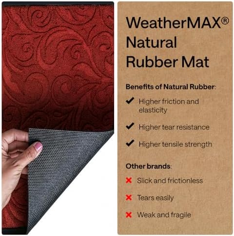 GORILLA GRIP WeatherMAX Door Mat, Indoor Outdoor, 35x23, Red Vintage Wine - Image 6