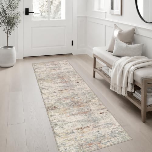 2x6 Washable Runner Rug：Modern Abstract Kitchen Soft Carpet Taupe - Image 3