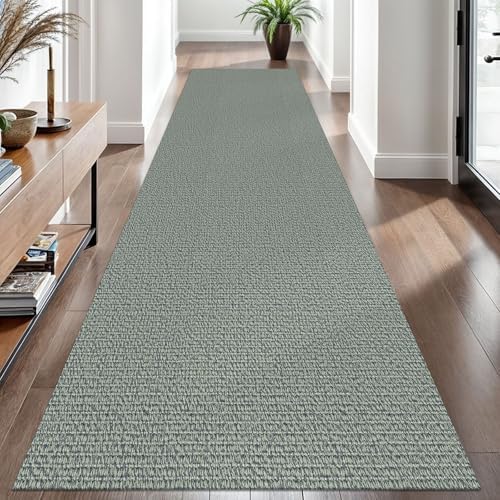 EARTHALL Washable Runner Rug, Non Slip Hallway Runner, 3x10 Ft, Green/Grey - Image 6