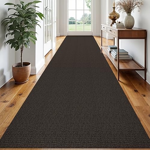 EARTHALL Washable Runner Rug, Non Slip Hall Runner, 3x18 Ft, Taupe/Coffee by Unknown