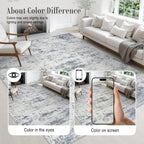 10x12 Area Rug Living Room: Modern Washable Soft Carpet Blue Grey - Image 5