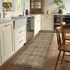 Washable Area Rug 2'6'' x 8' Vintage Traditional Persian Mat - Foldable Distressed Non-Slip Machine Washable Carpet for Living Room Bedroom Kitchen Home Decor - Mocha and Taupe - Image 4