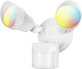 LEONLITE 3CCT LED Security Light, Motion Sensor Outdoor Lights, Dusk to Dawn, ETL Listed, Adjustable Heads, 3000K4000K5000K Selectable, Motion Detector Flood Light for Outside, IP65 Waterproof, White