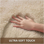 Ophanie 4x6 Oval Beige Rugs for Bedroom Living Room,Fluffy Fuzzy Furry Carpet,Plush Soft Shaggy Bedside Indoor Floor Area Rug for Kids Girls Boys Baby Teen Dorm Decor with Over 99 pcs Pile fibers - Image 2