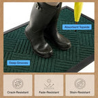 GORILLA GRIP WeatherMAX Door Mat, Indoor Outdoor Use, 29x17, Green Diamond - Image 5