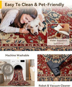 RELEANY Washable Area Rug, Runner 2'x8', Red/Blue - Image 4