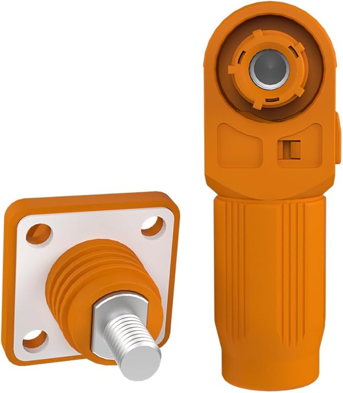 1 Set Battery Energy Storage Connector, Quick Plug Terminal High Current Connectors Right Angle Plug and Socket IP67 Waterproof Power Connector Stud Wiring Method 120A 25mm² (120A, Orange)