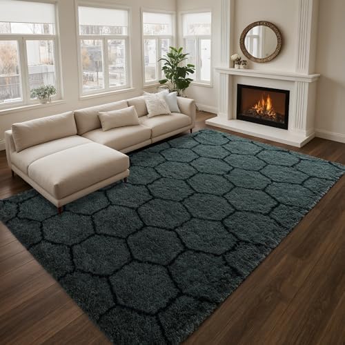 6x9 Large Dark Grey Fluffy Soft Area Rug Non-Slip for Living Room Bedroom - Image 2