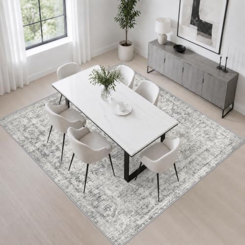 Area Rug Living Room: 4x4 Modern Washable Soft Carpet Black Grey - Image 4