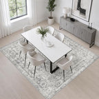 Area Rug Living Room: 4x4 Modern Washable Soft Carpet Black Grey - Image 4