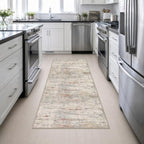 3x8 Washable Runner Rug：Modern Abstract Kitchen Soft Carpet Taupe - Image 4