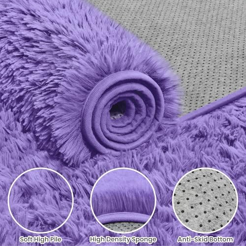 6x9 Fluffy Shag Area Rugs for Living Room Bedroom: Soft Plush Carpet Purple - Image 6