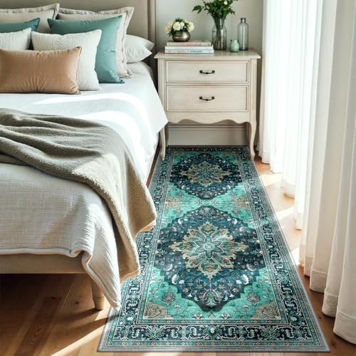 RELEANY Washable Area Rug, Runner 3'x8', Teal - Image 2