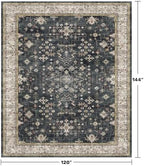 Boho Black Rug for Living Room - Washable 10x12 Area Rug, Dining Room Rugs for Under Table, Soft Low Pile Carpet for Bedroom - Farmhouse Decor, Non-Slip & Stain Resistance - Image 2