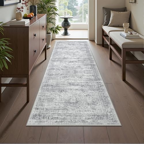 2x6 Runner Rug Non Slip,Washable Hallway Runner Rug,Grey by Restydon