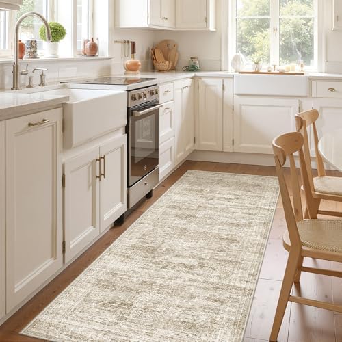 3x8 Runner Rug Non Slip,Washable Hallway Runner Rug,Brown by Restydon