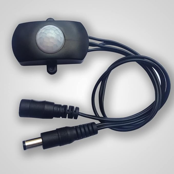 DC 6V 12V-24V 5A PIR Motion Activated Body Sensor Switch with DC Cable for LED Strip Light (Rectangle(Without Light Sensor), Black)