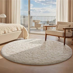 Ophanie Round Rugs 8Ft Ivory Circle Area Rug, Large Living Room Aesthetic Decor, Fluffy Fuzzy Bedroom Big Carpet,Plush Soft Shaggy Cream for Kids Home Nursery with Over 99 pcs Pile fibers - Image 5