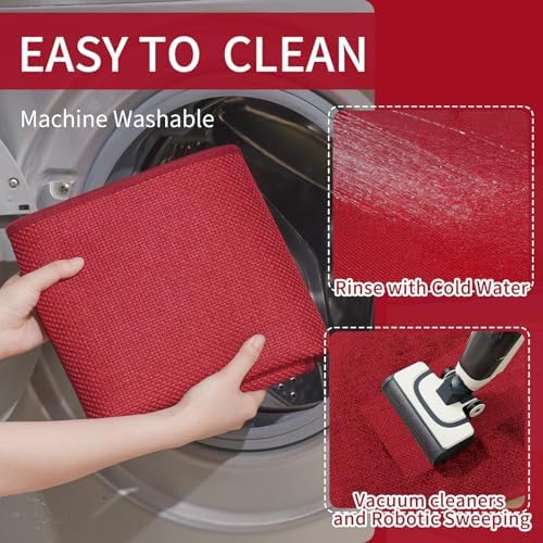 YDKGL Long Kitchen Runner Rugs Kitchen Mat Non Slip Washable Red 17"x71" - Image 4