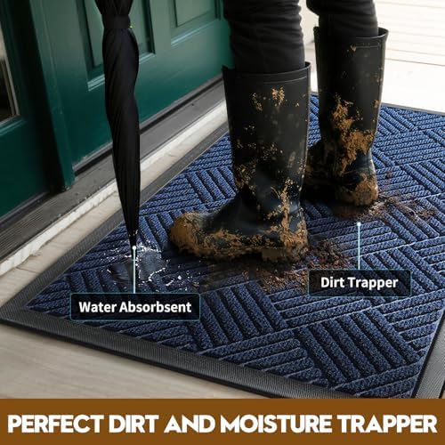 Front Door Mat, Heavy Duty Non-Slip Doormat 47.5"x35.5", Navy - Image 2