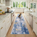 RELEANY Washable Runner 2'x9' Abstract Area Rug for Hallway Blue Gold by RELEANY