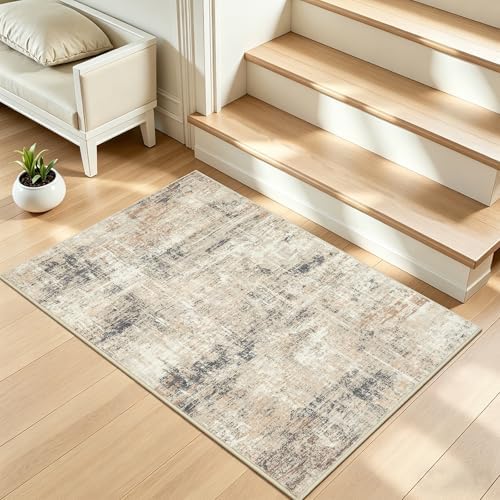 2x3 Area Rugs for Entryway Bathroom, Gold Abstract Kitchen Mats for Floor - Image 2