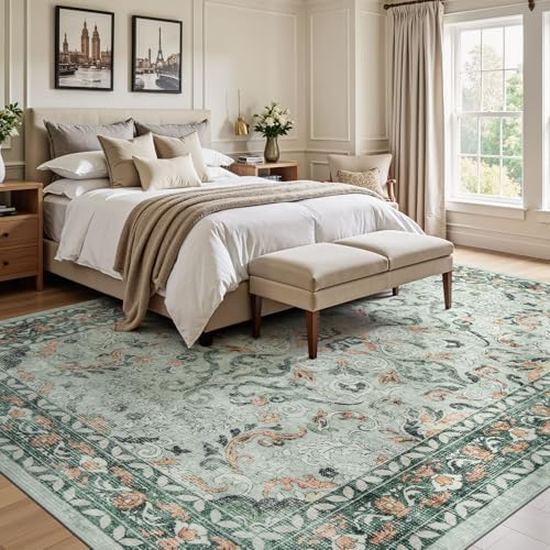 5x7 Area Rugs for Living Room Bedroom, Washable Non-Slip Rug, Sage Green - Image 3