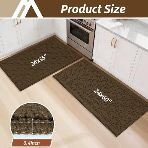 COSY HOMEER Kitchen Rugs Sets of 2 Non-Slip Washable,60x24Inch/35X24Inch - Image 2