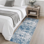 2x5 Washable Runner Rug：Modern Abstract Kitchen Soft Carpet Blue - Image 4
