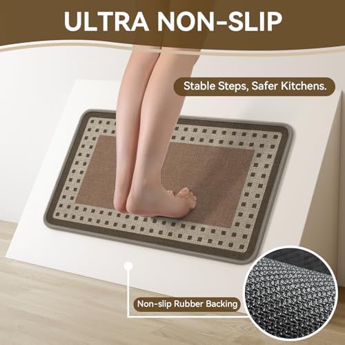 Kitchen Mats for Floor, Non Slip Kitchen Rugs, 17x59 Brown - Image 3