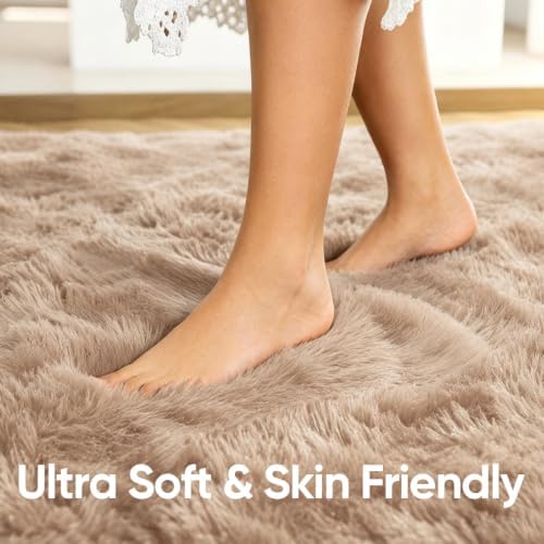6x9 Large Beige Fluffy Soft Area Rug Non-Slip for Living Room Bedroom - Image 5