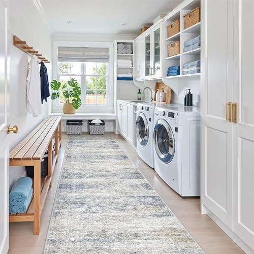 2'6 x 12' Runner Rug Non Slip,Washable Kitchen Rugs,Blue - Image 4