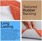 GORILLA GRIP Bath Rug Mat for Bathroom, Absorbent Chenille, 30x20 Coral - Image 3