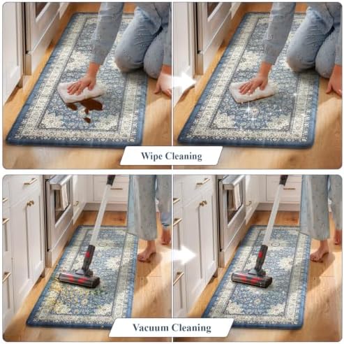 Collive Kitchen Mats Cushioned Anti Fatigue Blue Kitchen Rug Set, 24''x59'' - Image 5