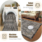 Washable Area Rug 9' x 12' Vintage Traditional Persian Mat - Foldable Distressed Non-Slip Machine Washable Carpet for Living Room Bedroom Kitchen Home Decor - Ebony and Taupe - Image 7