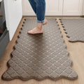 Arenarug Upgrade Scalloped Kitchen Mats for Floor 2PC, Brown Kitchen Rugs by ArenaRug