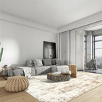 8x10 Area Rugs for Living Room: Washable Abstract Beige Grey Bedroom Carpet - Image 3