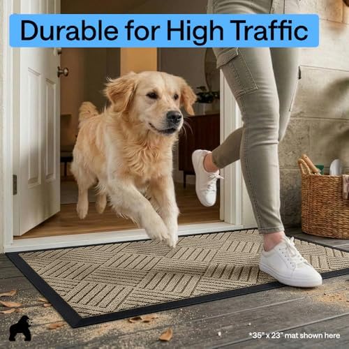 GORILLA GRIP WeatherMAX Door Mat, Indoor Outdoor Use, 72x24, Beige Diamond - Image 7