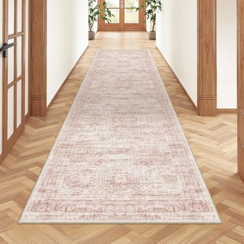 2x8 Runner Rug Non Slip,Washable Hallway Runner Rug,Pink by Restydon