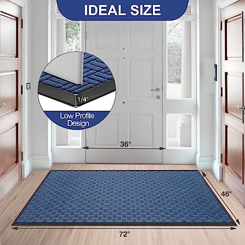 Mibao Front Door Mat Outdoor Entrance, 73" x 46" Heavy Duty Welcome Mat for Outdoor and Indoor, Waterproof Dirt Trapper Doormat, Super Absorbent Indoor Entryway Mat for Patio & Porch - Blue - Image 2