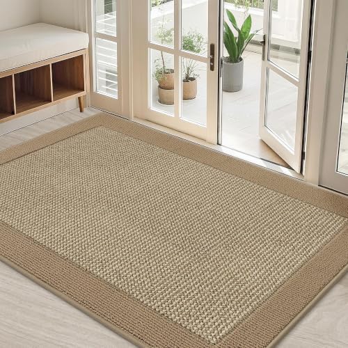 BEQHAUSE Indoor Door Mat 32" x 48", Dirt Trapper Door Mats, Beige by BEQHAUSE