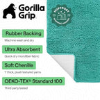 GORILLA GRIP Bath Rug Mat for Bathroom, Absorbent Chenille, 24x17 Turquoise - Image 2
