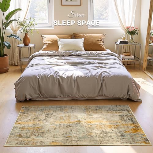 Entrance Rugs Indoor 2x4 Beige Entry Rug Washable Abstract Black Small Area Rug Non-Slip Low Pile Throw Rugs for Entryway, Kitchen Floor, Front Door Indoor Door Mat, Bathroom, Bedroom Bedside - Image 2