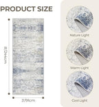 3x8 Runner Rug Non Slip,Washable Hallway Runner Rug,Blue - Image 2
