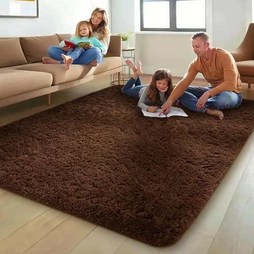 Ophanie Brown Rugs for Living Room Bedroom, 6x9 Fluffy Fuzzy Furry Carpet,Plush Soft Shaggy Bedside Indoor Floor Area Rug for Kids Girls Boys Baby Teen Dorm Nursery Decor with Over 99 pcs Pile fibers - Image 5