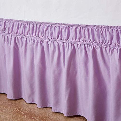 MEILA Wrap Around Bed Skirt for Queen & King Beds, 16" Drop, Light Purple - Image 4