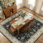 RELEANY Washable Area Rug, Square 10'x10', Black/Vintage/Beige - Image 3