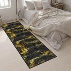 2.6x10 Washable Runner Rug:Modern Abstract Soft Carpet Black Gold - Image 5